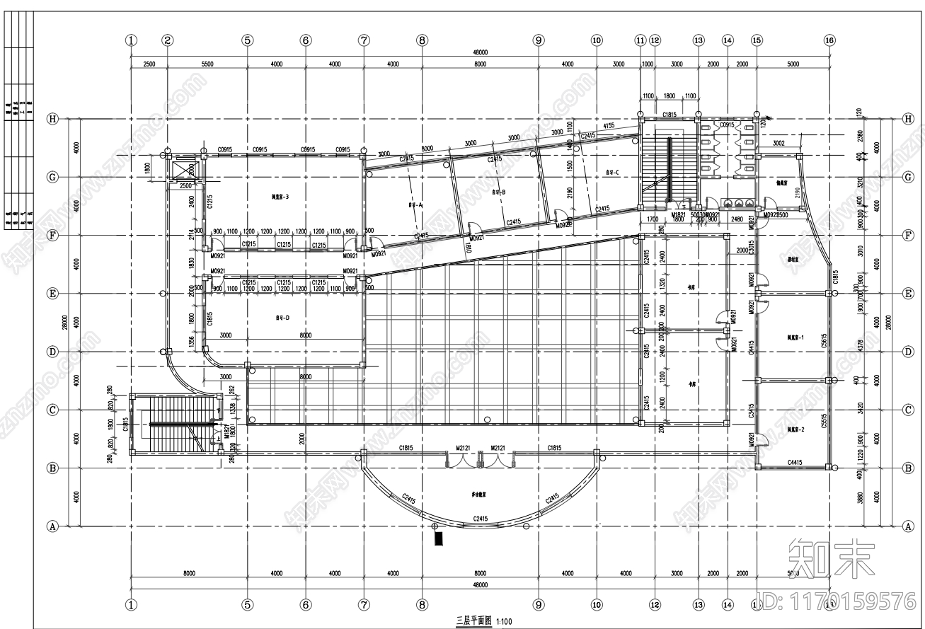 现代行政机构建筑施工图下载【ID:1170159576】