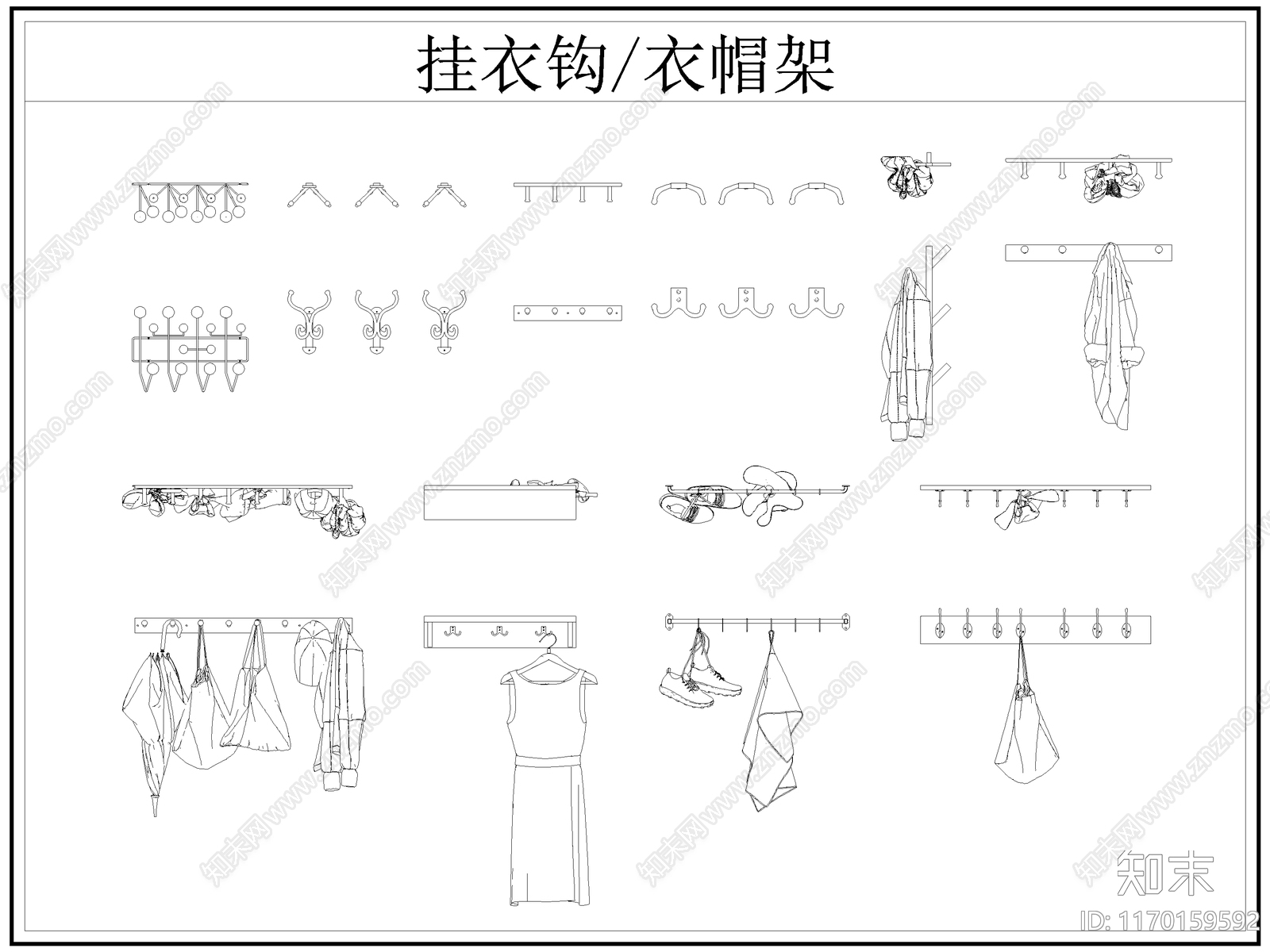 现代综合软装摆件图库施工图下载【ID:1170159592】