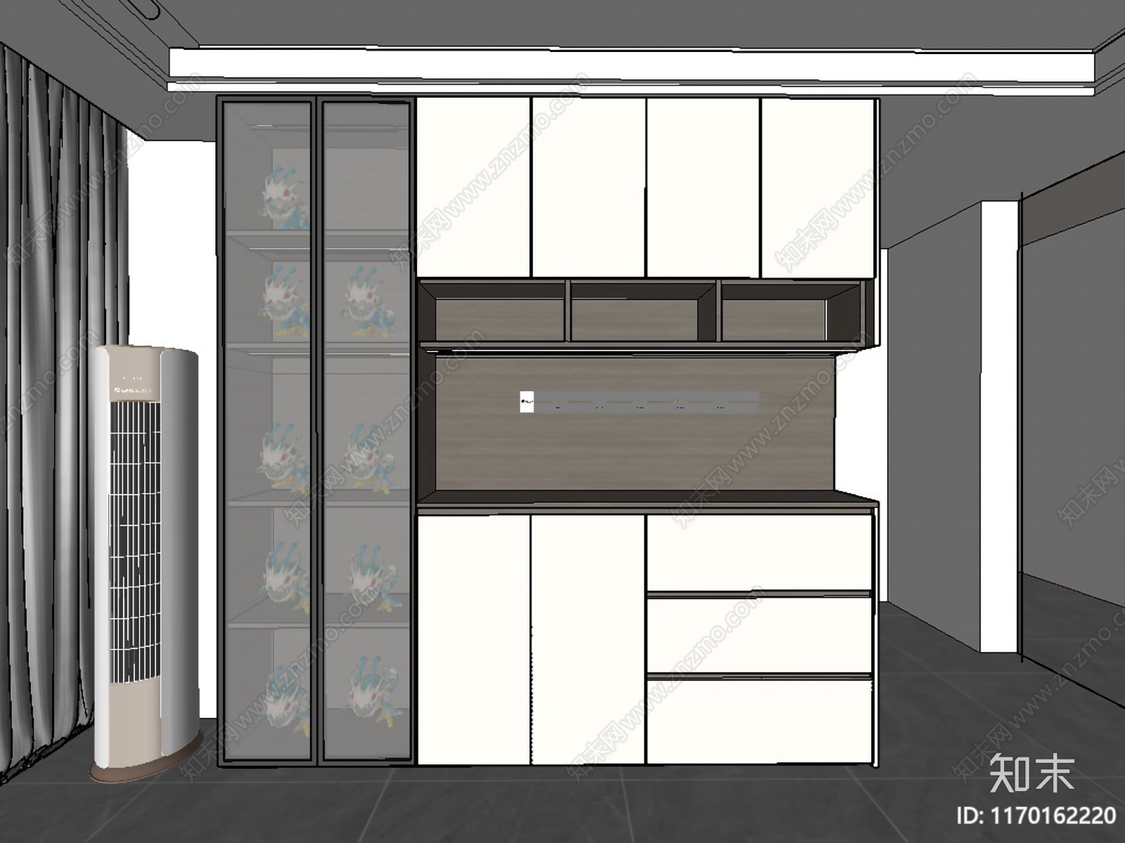 现代餐边柜SU模型下载【ID:1170162220】