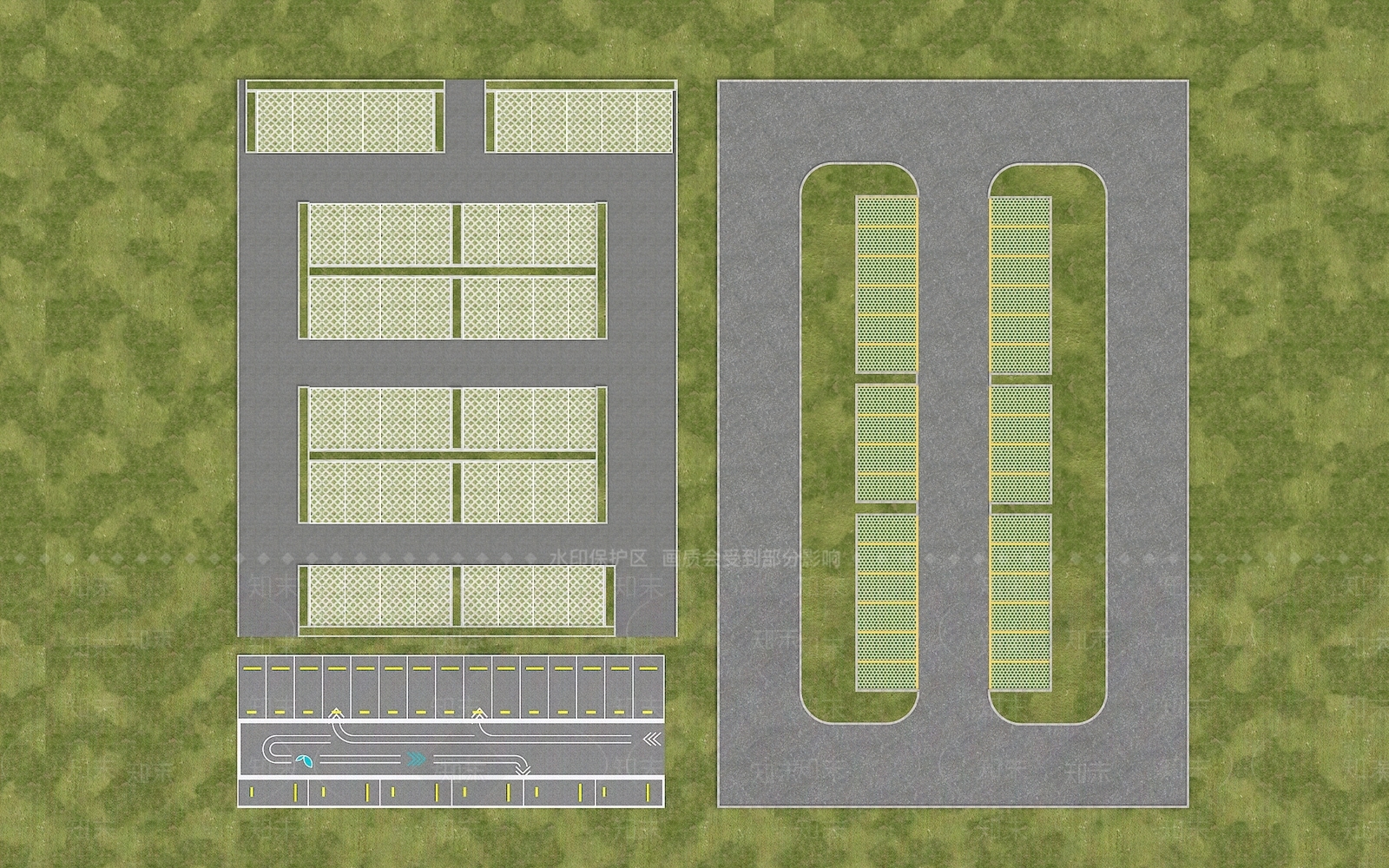 现代户外停车场3D模型下载【ID:1170163822】