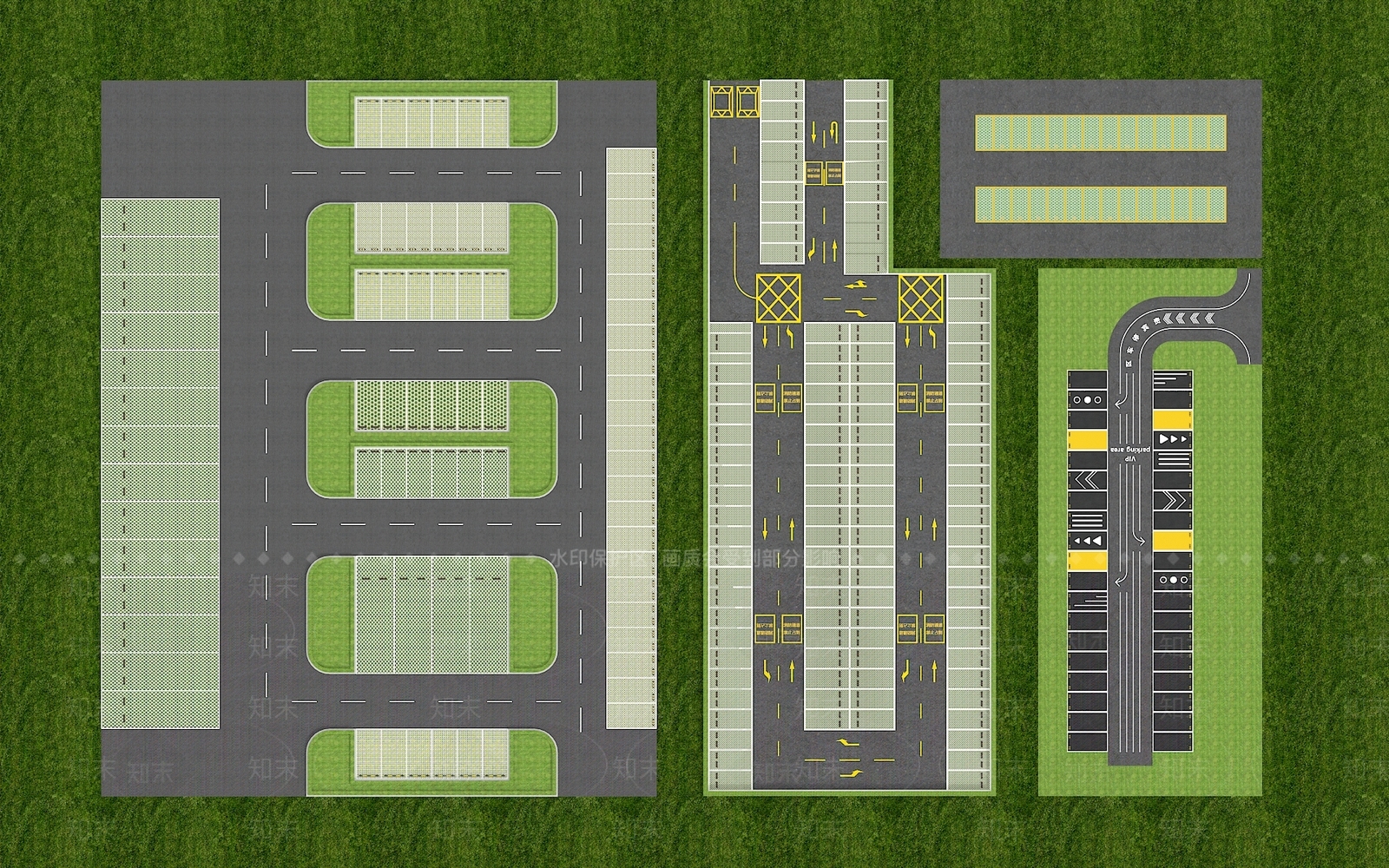 现代户外停车场3D模型下载【ID:1170164248】