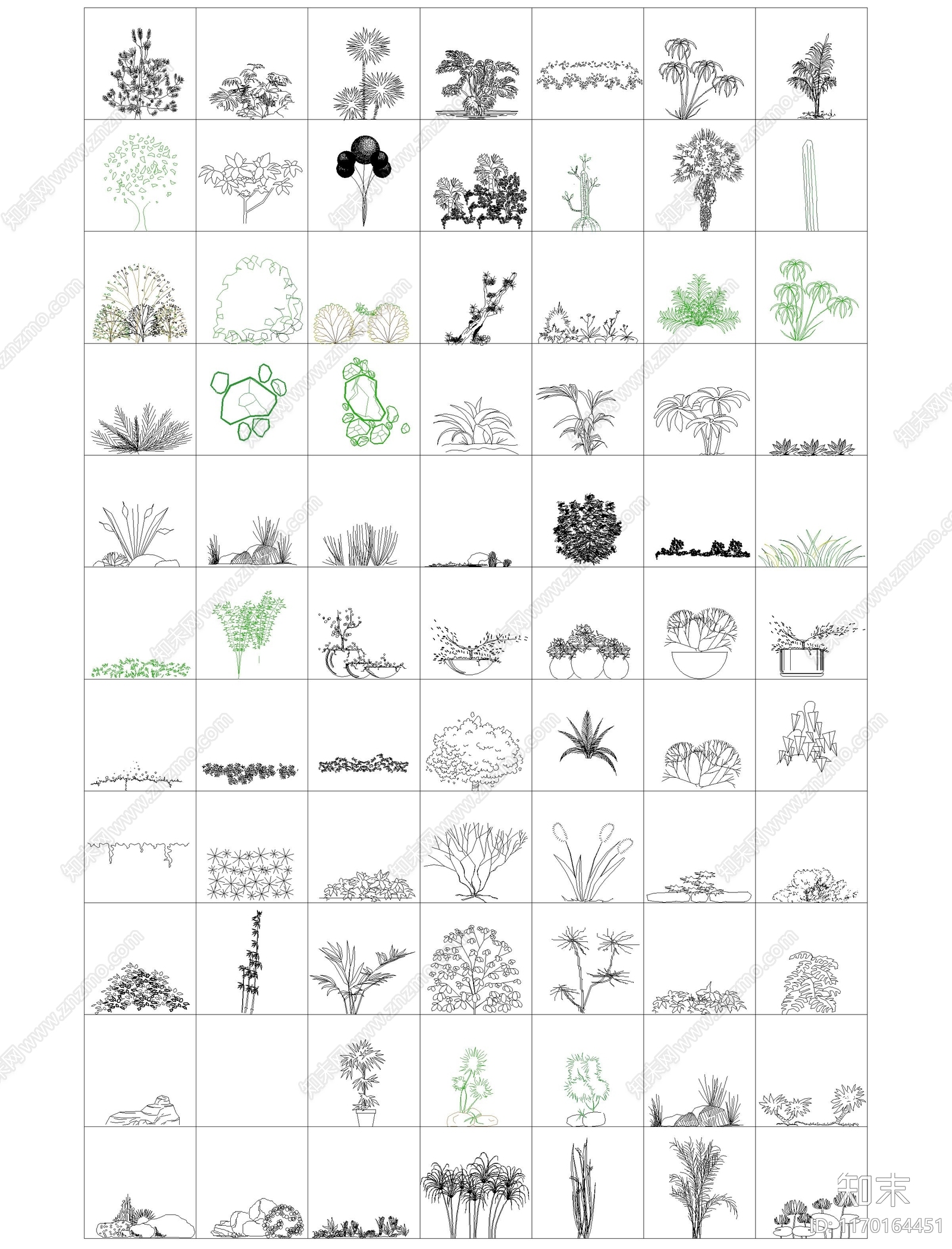 现代综合植物图库施工图下载【ID:1170164451】