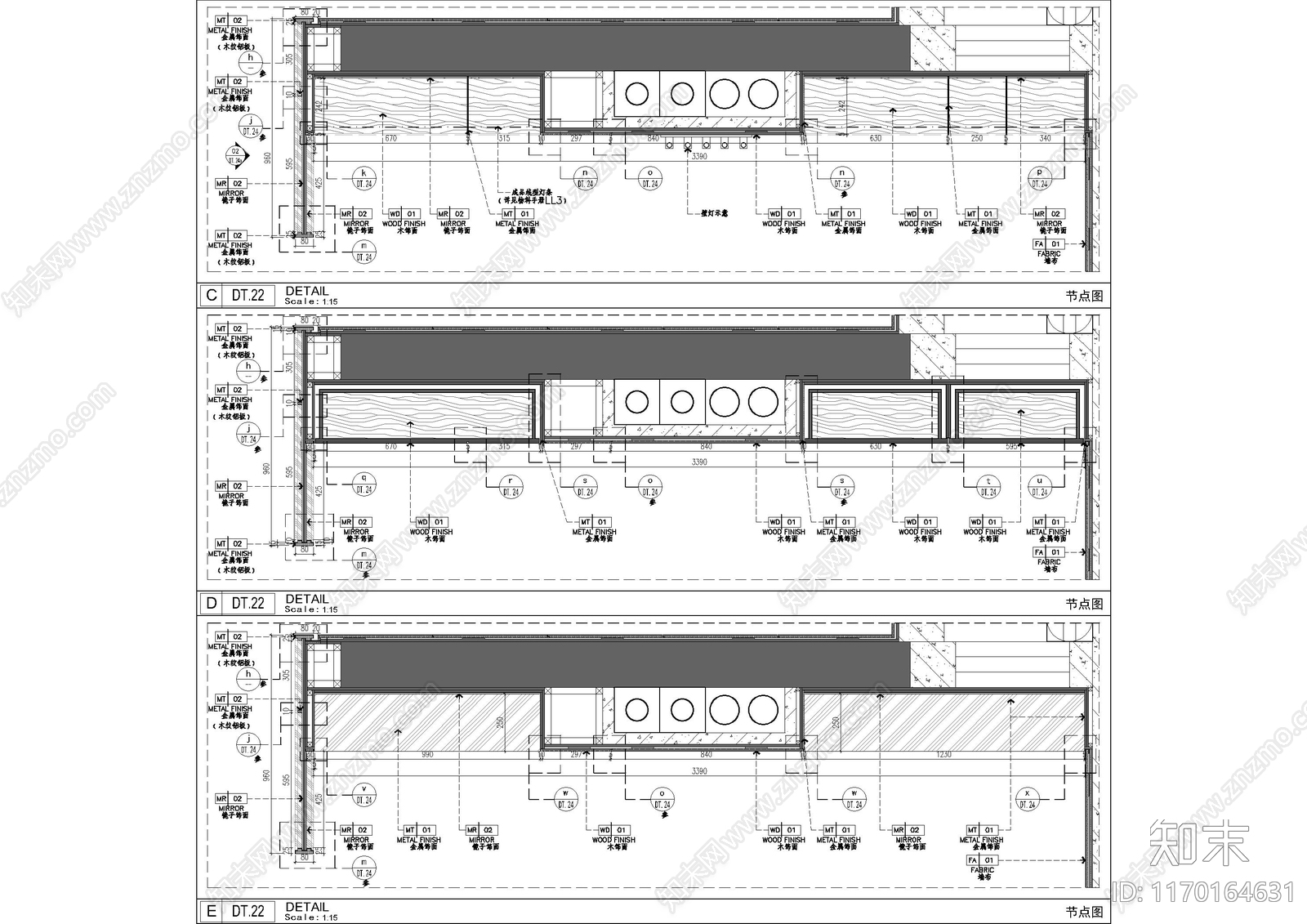 现代墙面节点cad施工图下载【ID:1170164631】