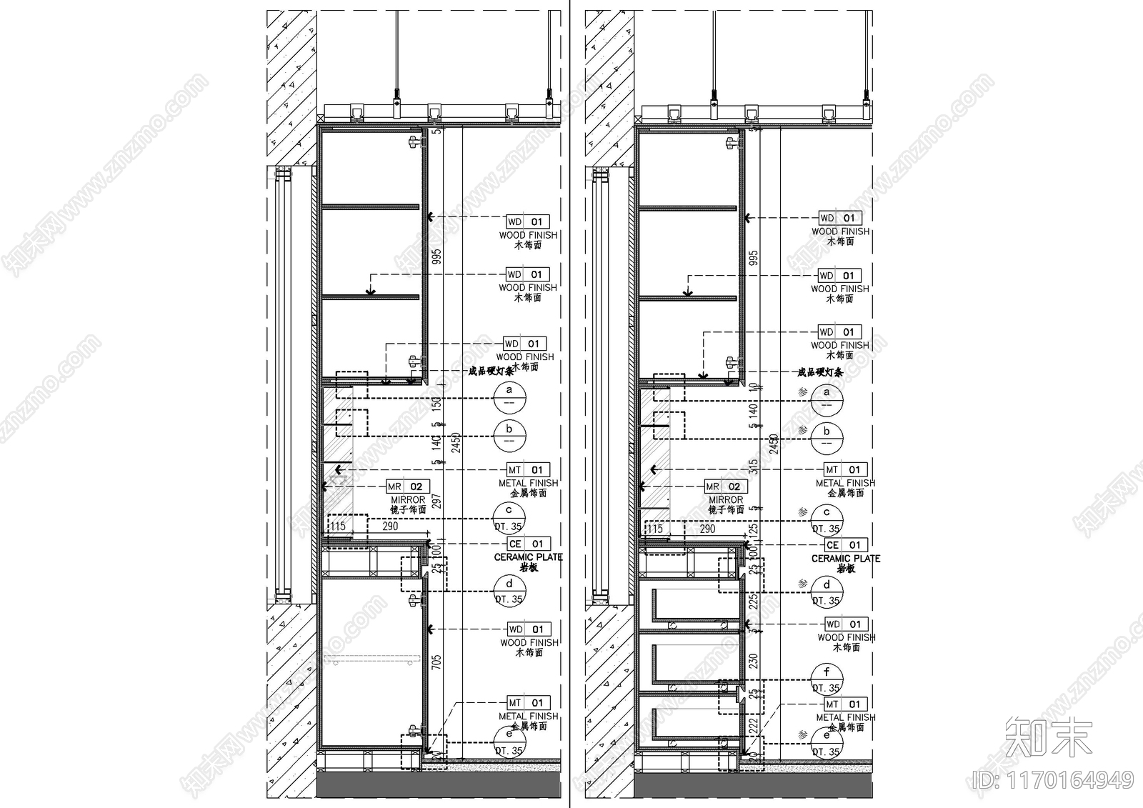 现代墙面节点cad施工图下载【ID:1170164949】