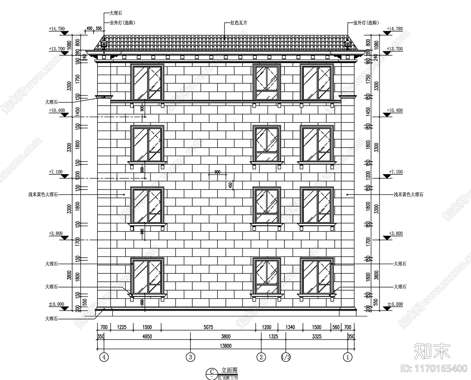 现代别墅建筑cad施工图下载【ID:1170165400】