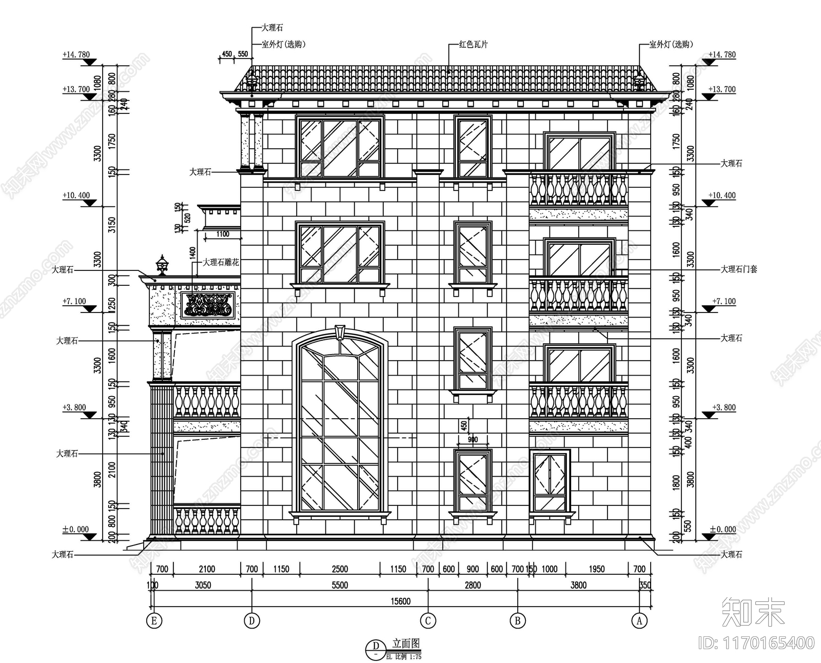 现代别墅建筑cad施工图下载【ID:1170165400】