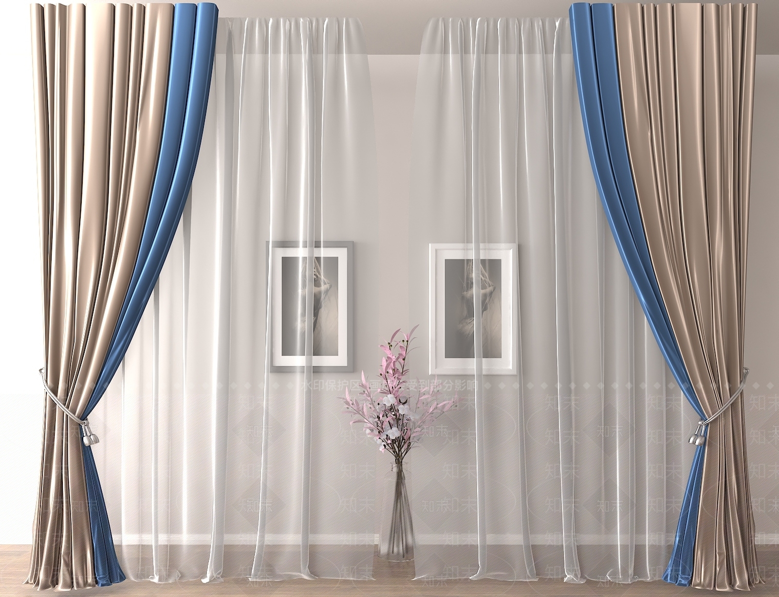 现代欧式窗帘SU模型下载【ID:1170167798】