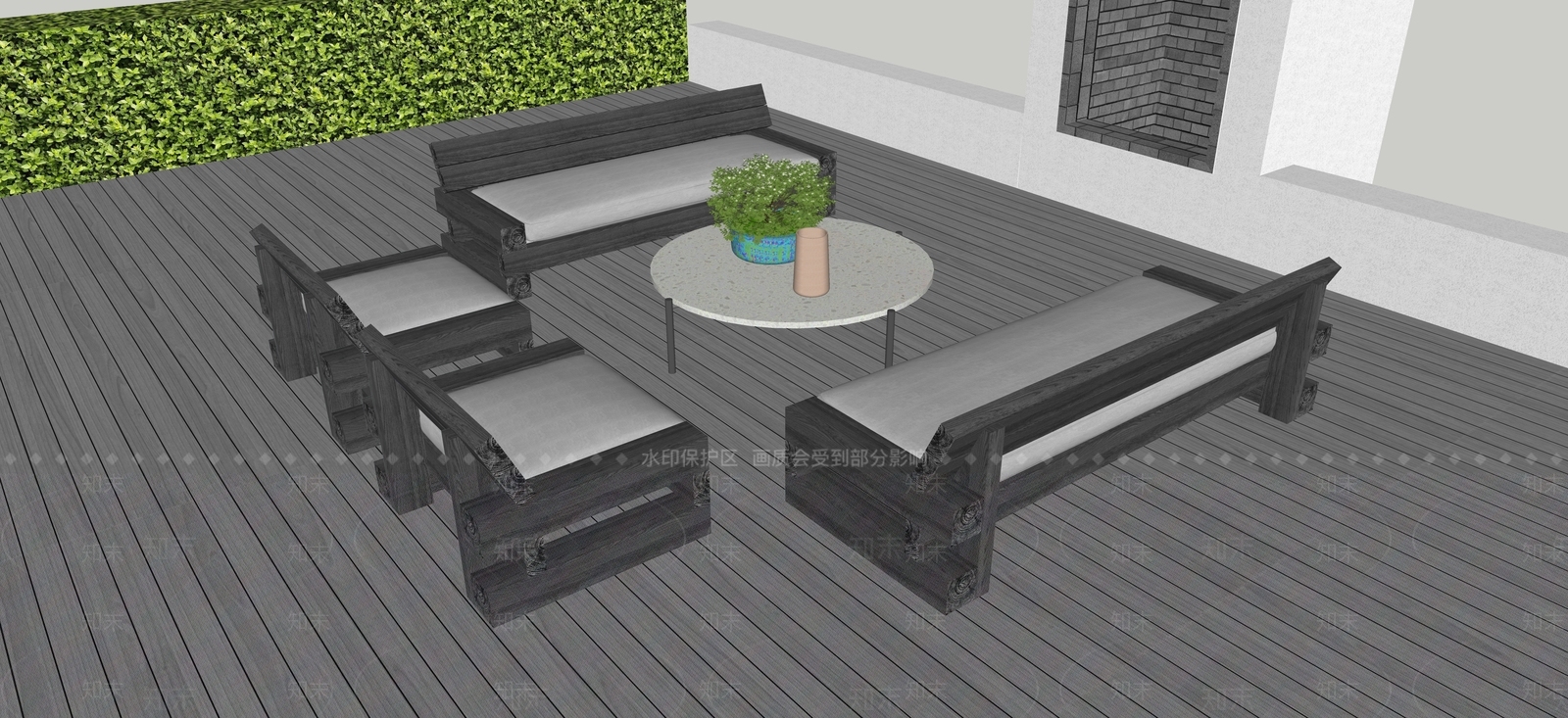 侘寂原木户外沙发SU模型下载【ID:1170168190】