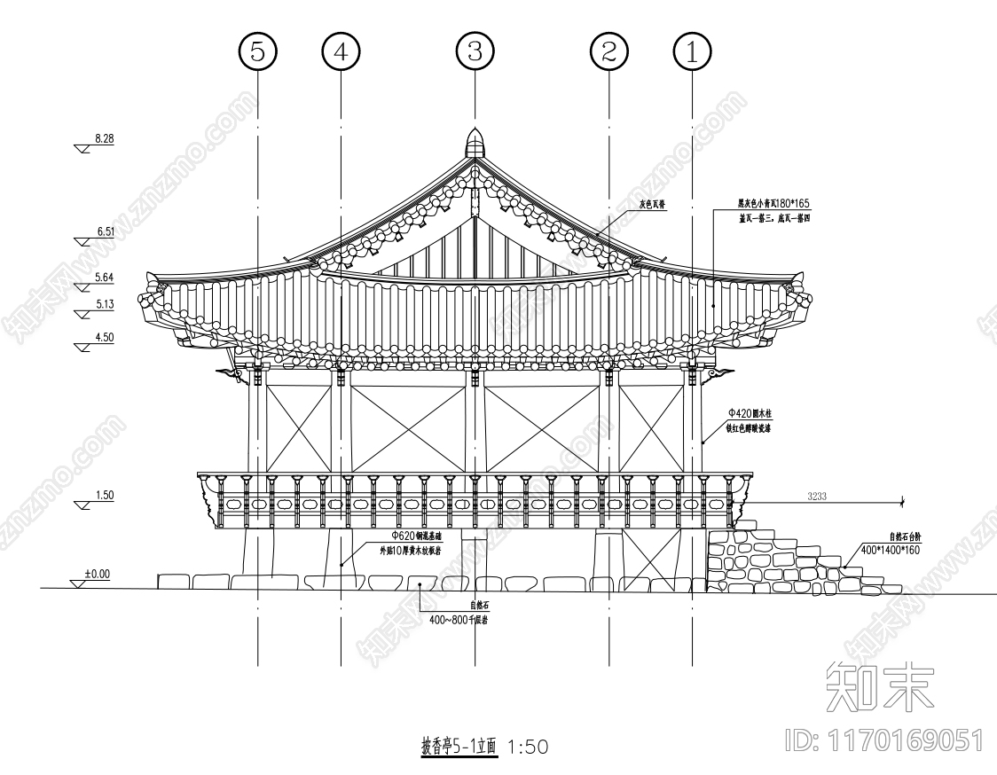 复古亭子cad施工图下载【ID:1170169051】