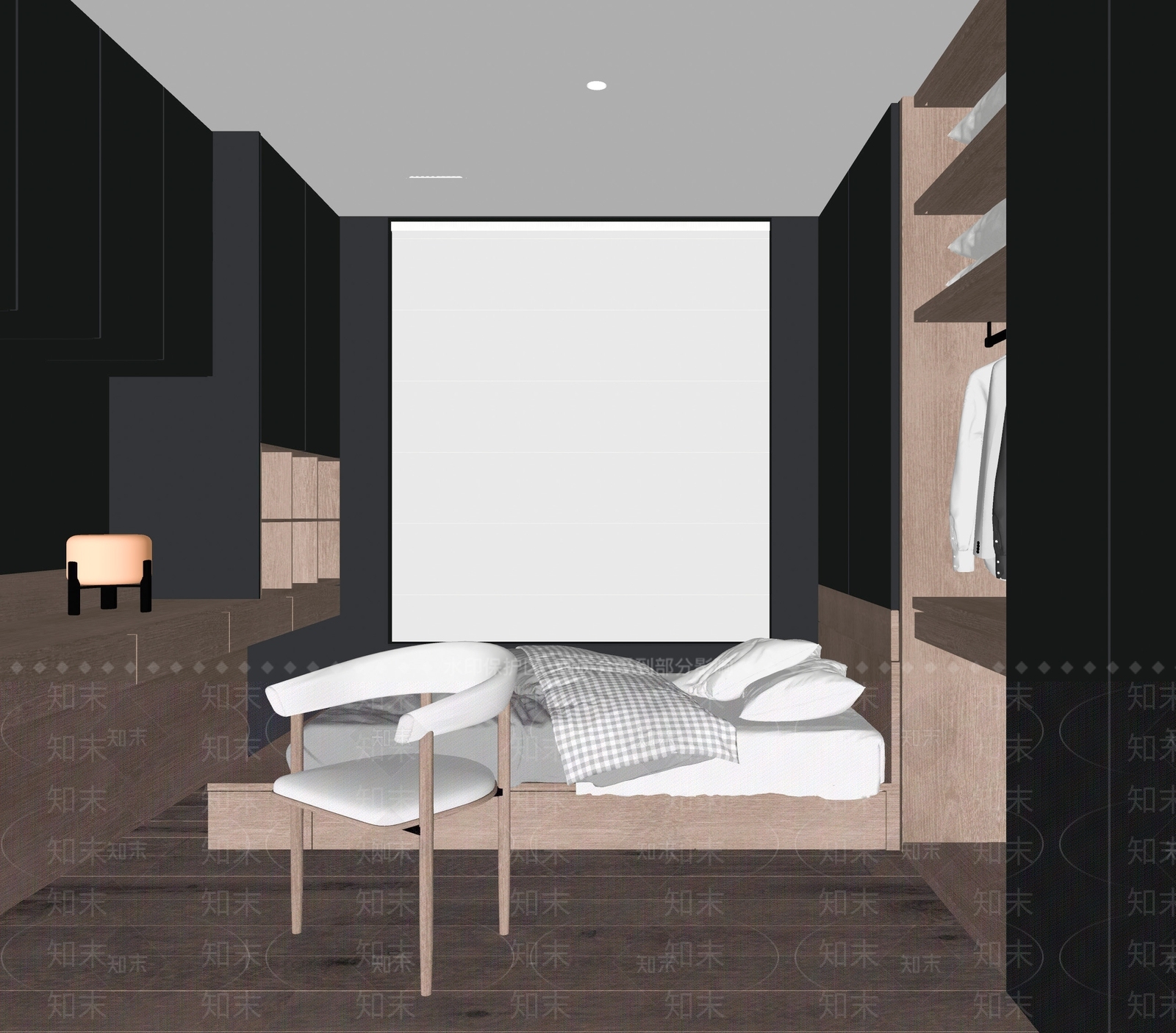 现代极简榻榻米卧室SU模型下载【ID:1170171401】