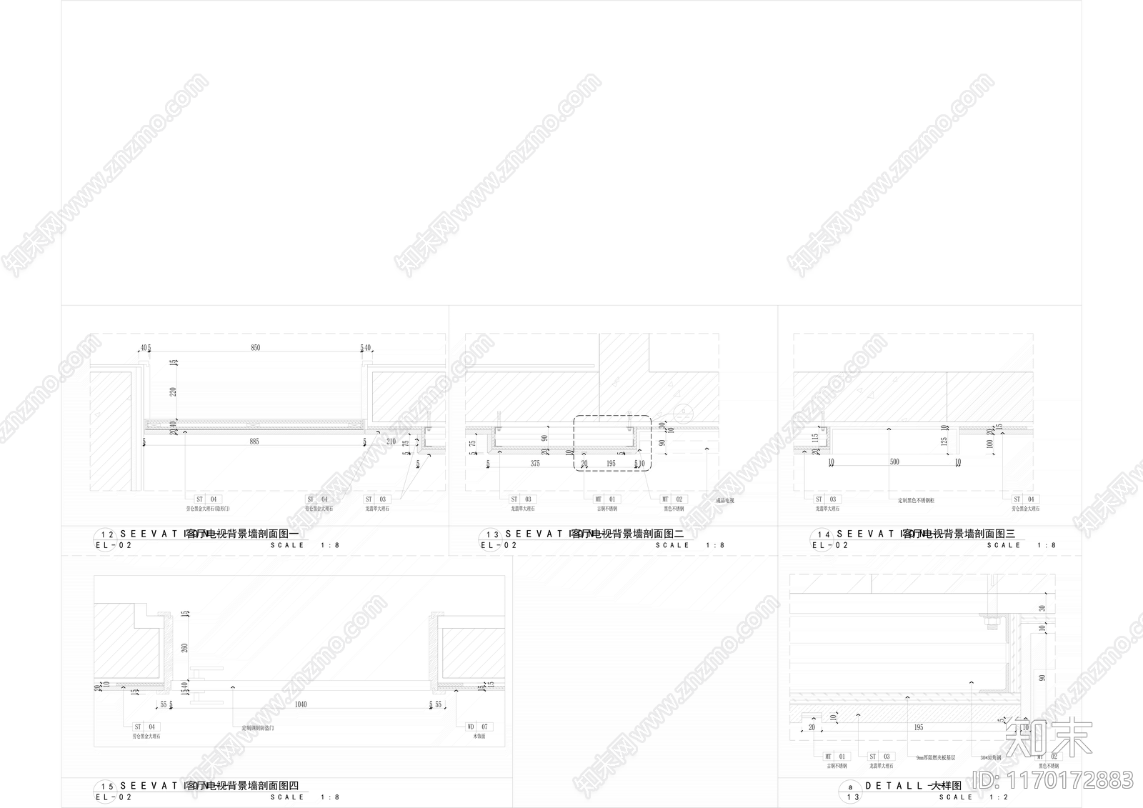 现代墙面节点施工图下载【ID:1170172883】