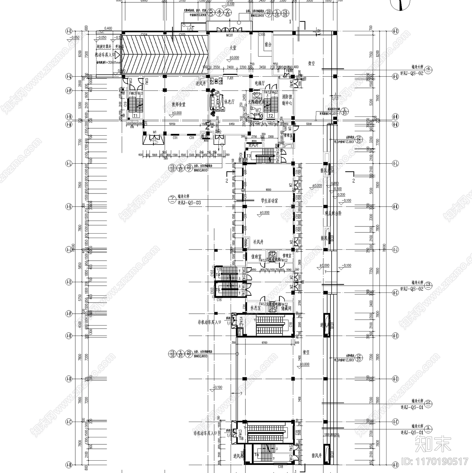 现代学校建筑cad施工图下载【ID:1170190517】