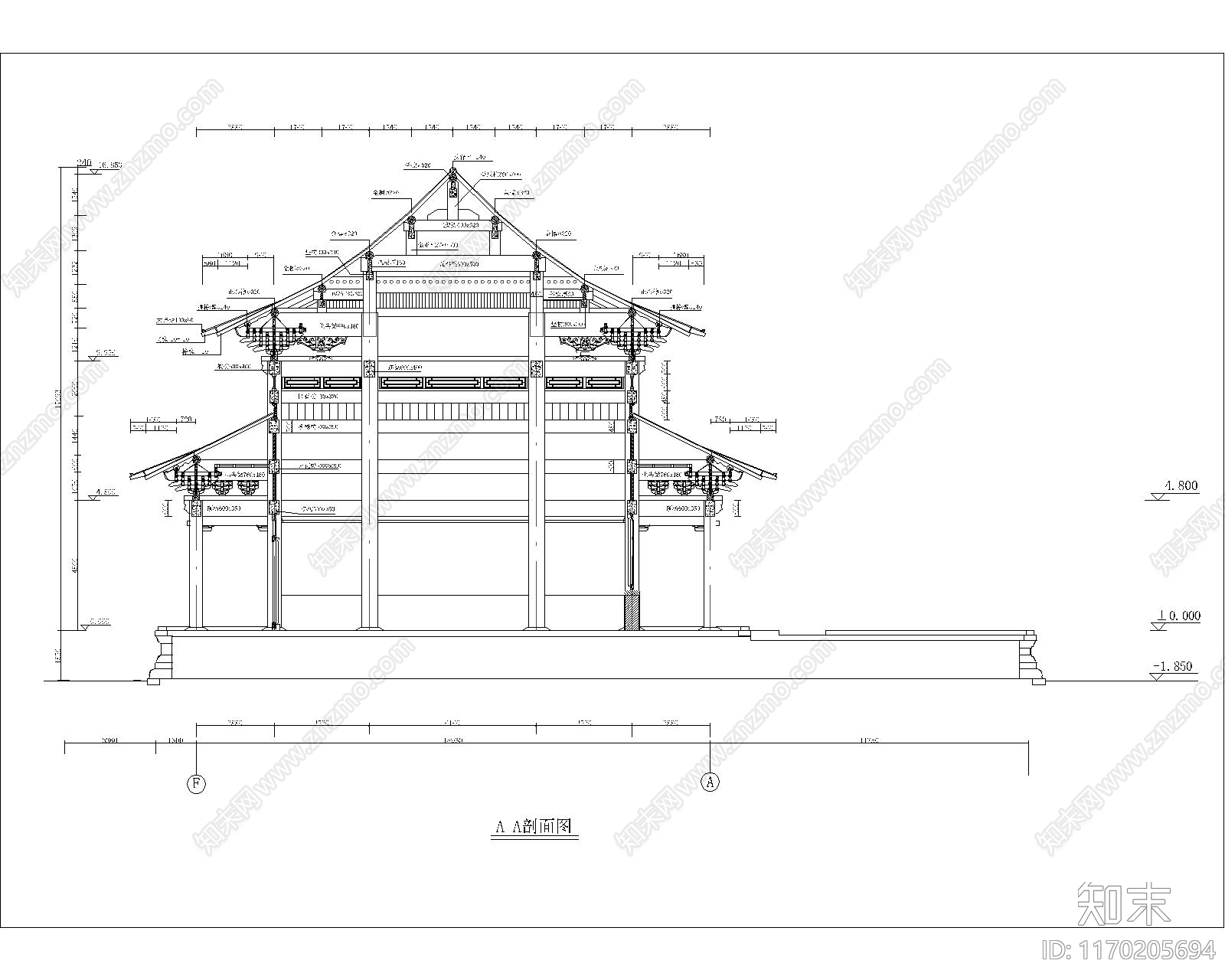 现代古建cad施工图下载【ID:1170205694】