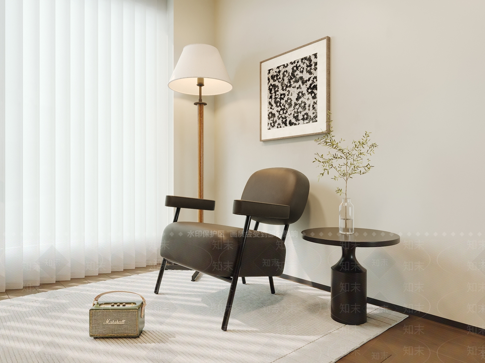 现代极简单人沙发3D模型下载【ID:1170208600】