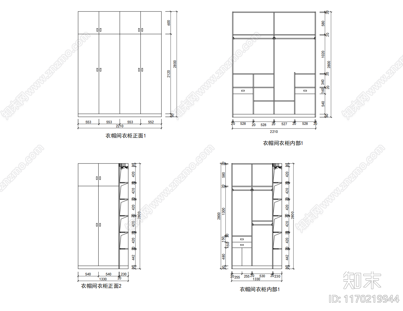 现代整体家装空间cad施工图下载【ID:1170219944】