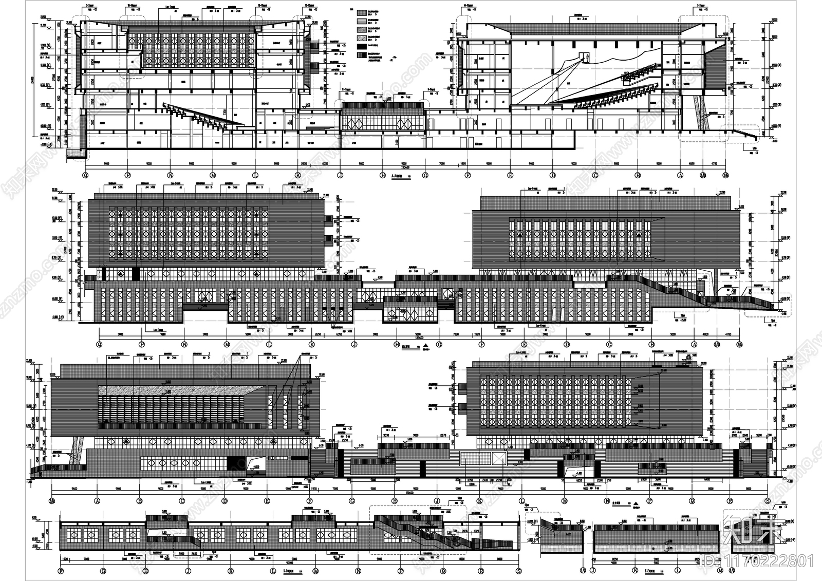 现代图书馆建筑cad施工图下载【ID:1170222801】