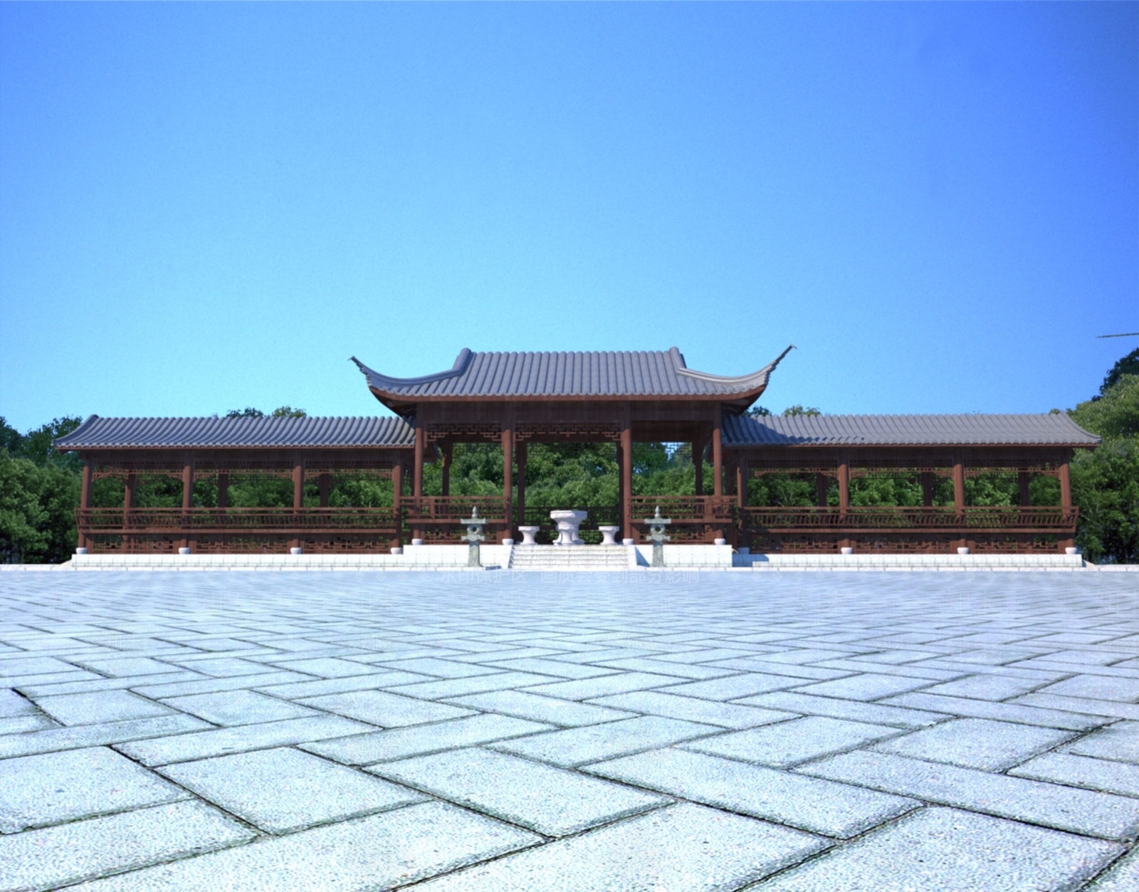 新中式中式廊架3D模型下载【ID:1170228197】