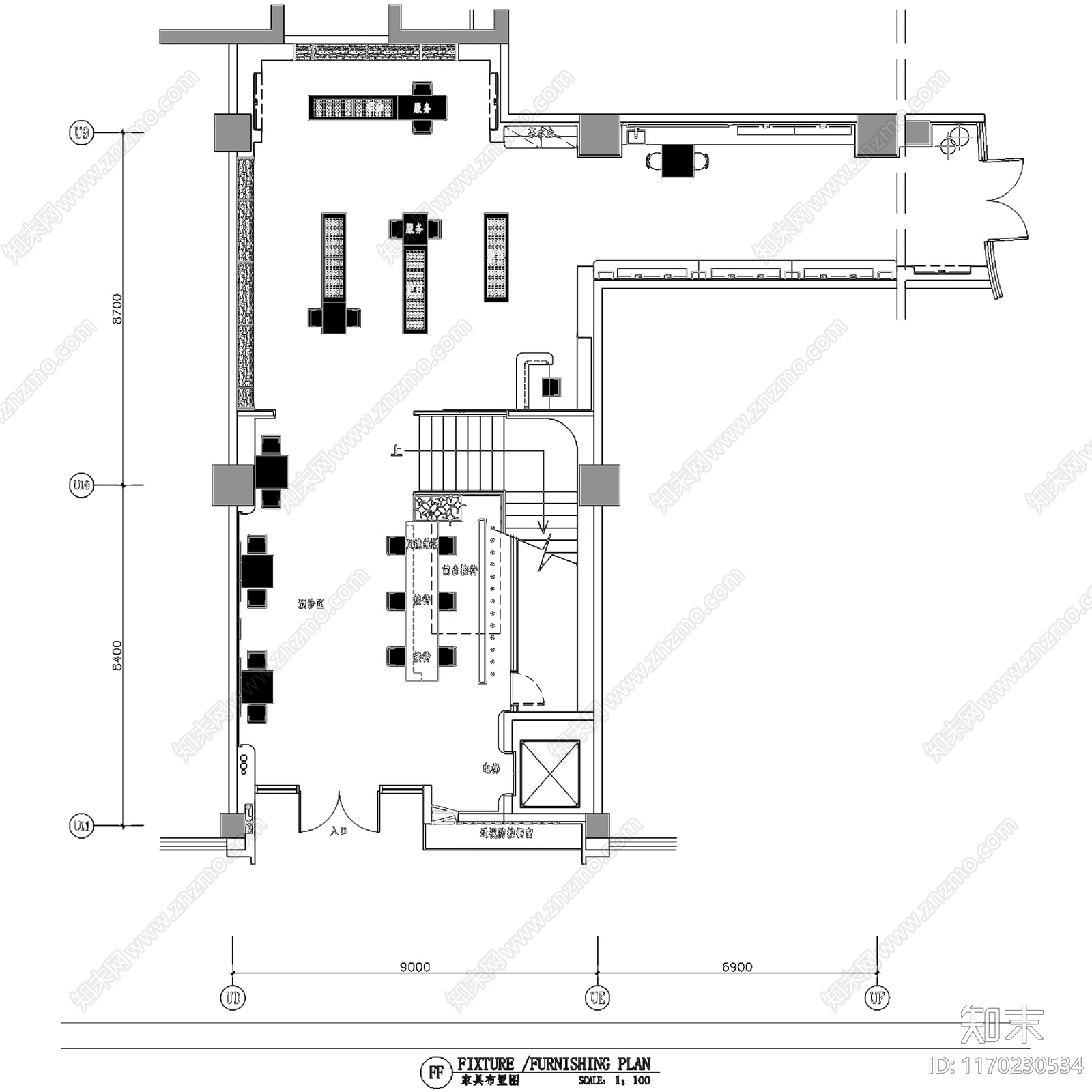 现代眼镜店施工图下载【ID:1170230534】