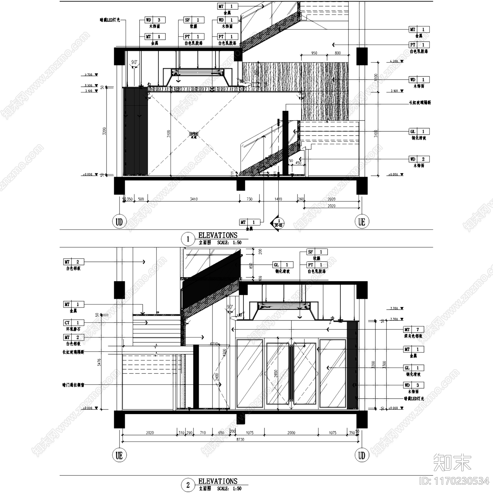 现代眼镜店施工图下载【ID:1170230534】