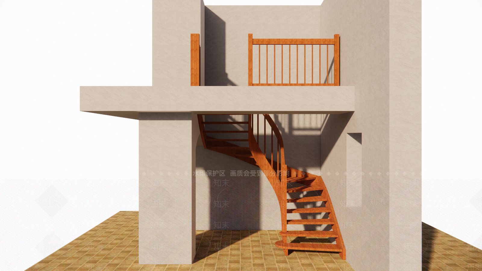 现代楼梯SU模型下载【ID:1170234810】