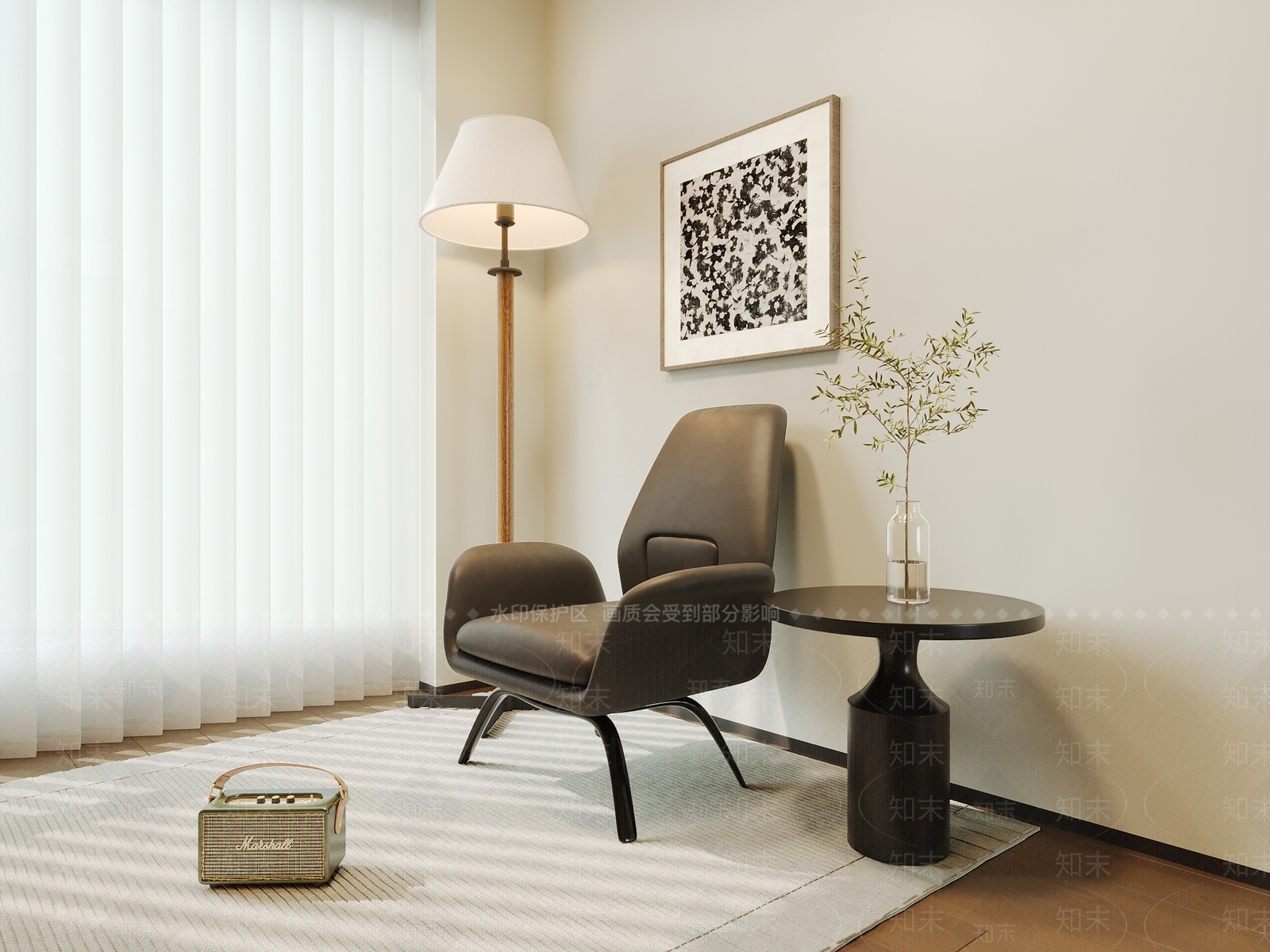 现代极简单人沙发3D模型下载【ID:1170235639】