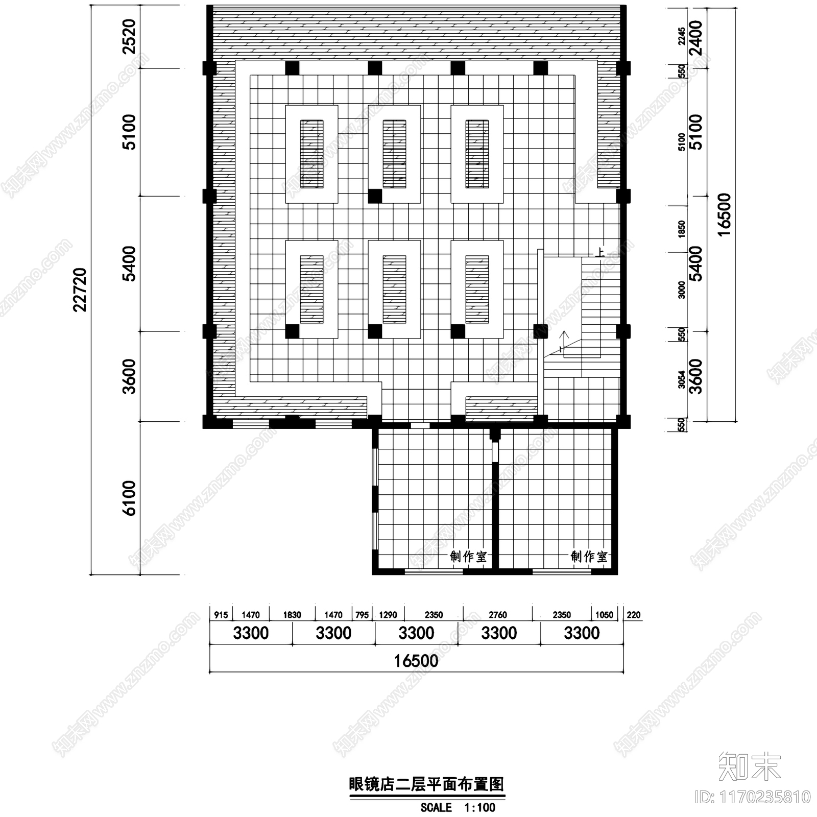 现代眼镜店施工图下载【ID:1170235810】