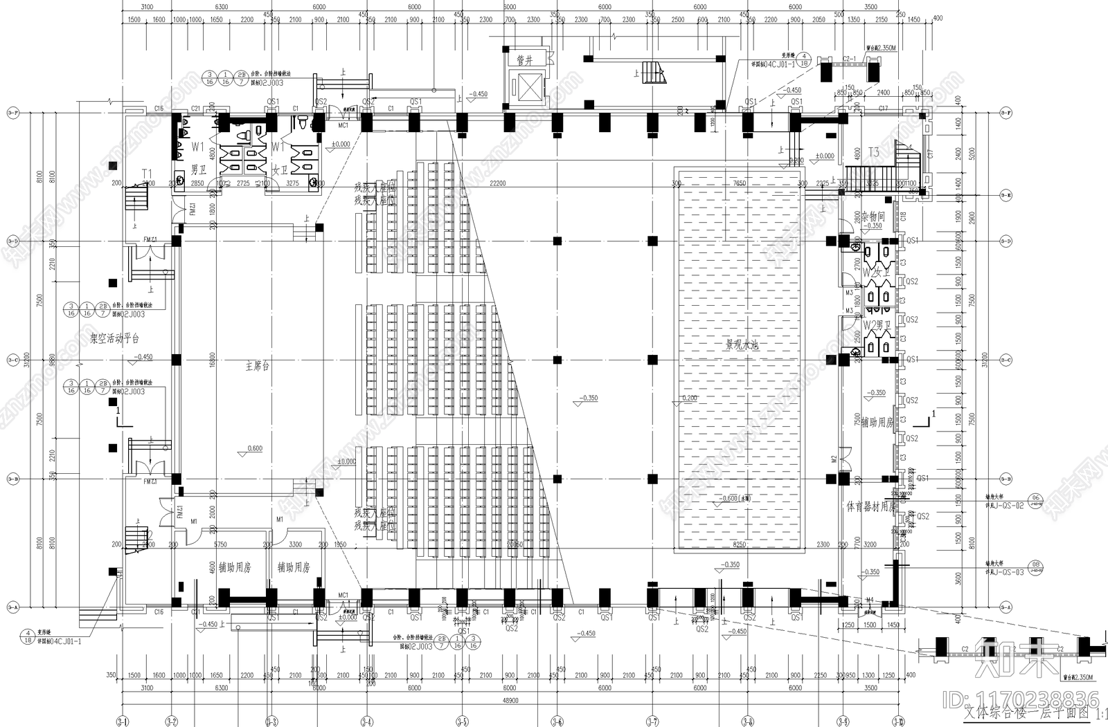 现代学校建筑cad施工图下载【ID:1170238836】