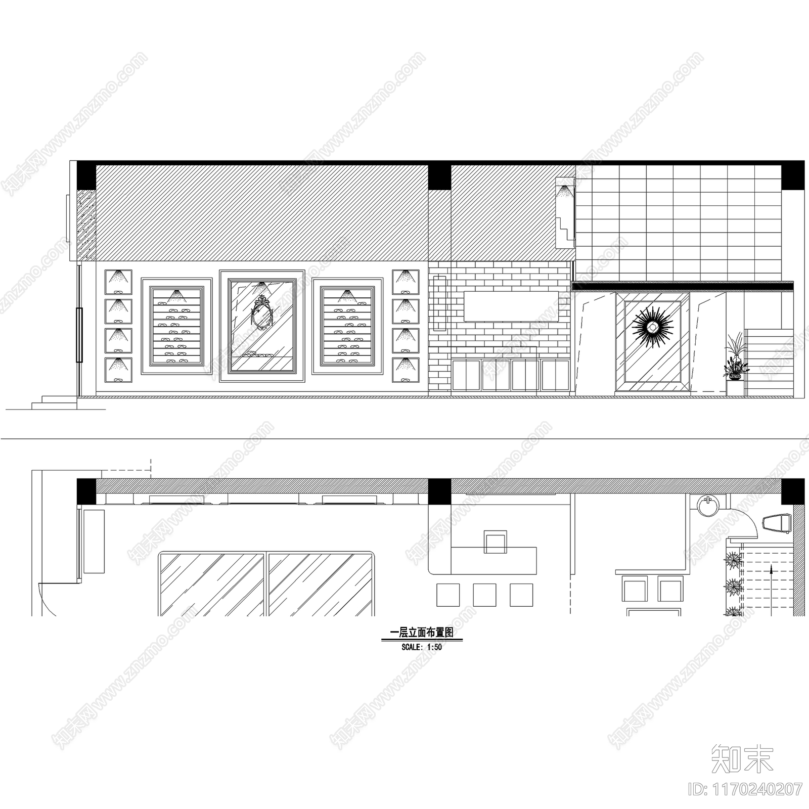 现代眼镜店施工图下载【ID:1170240207】