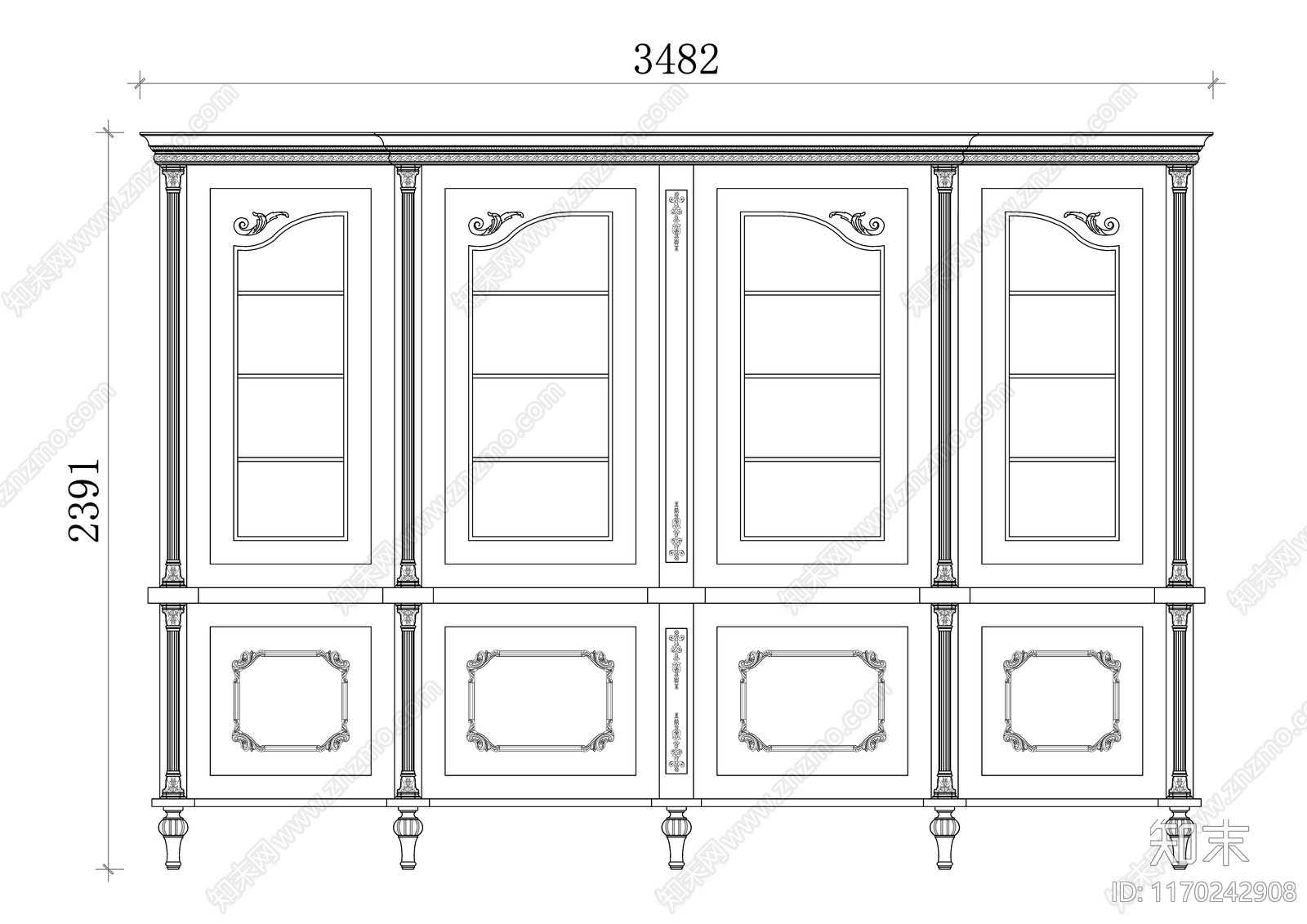 法式柜子施工图下载【ID:1170242908】