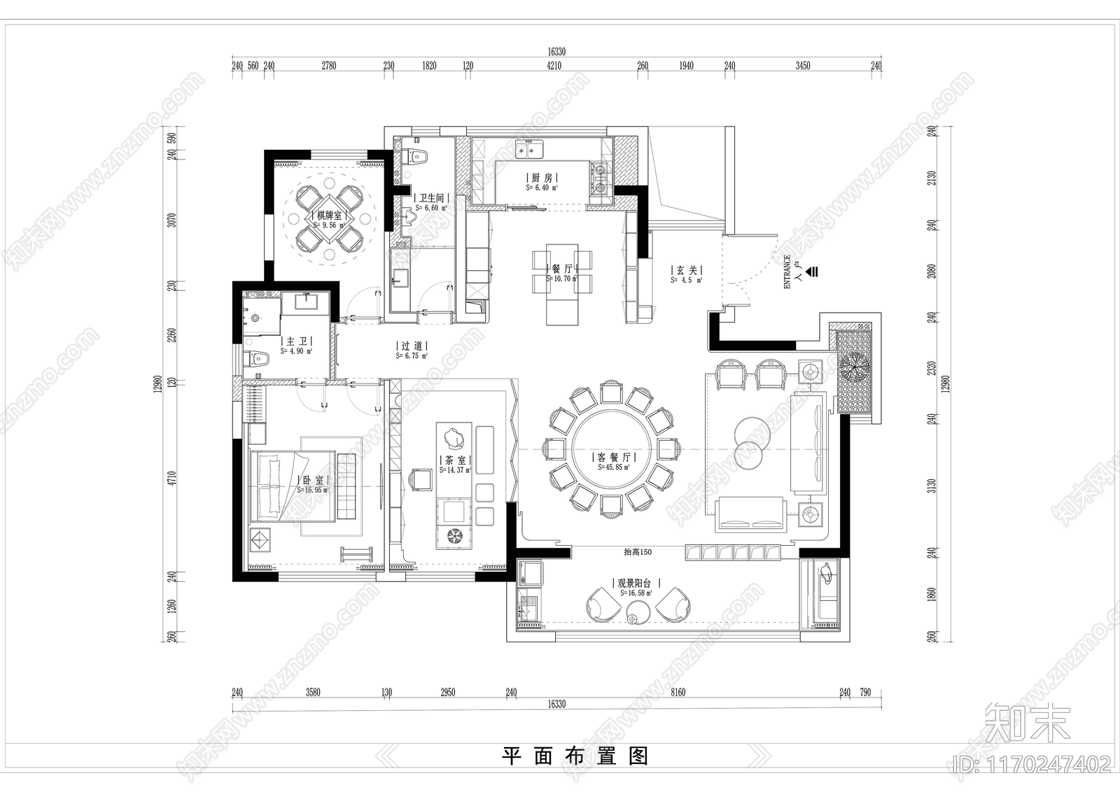 现代整体家装空间cad施工图下载【ID:1170247402】