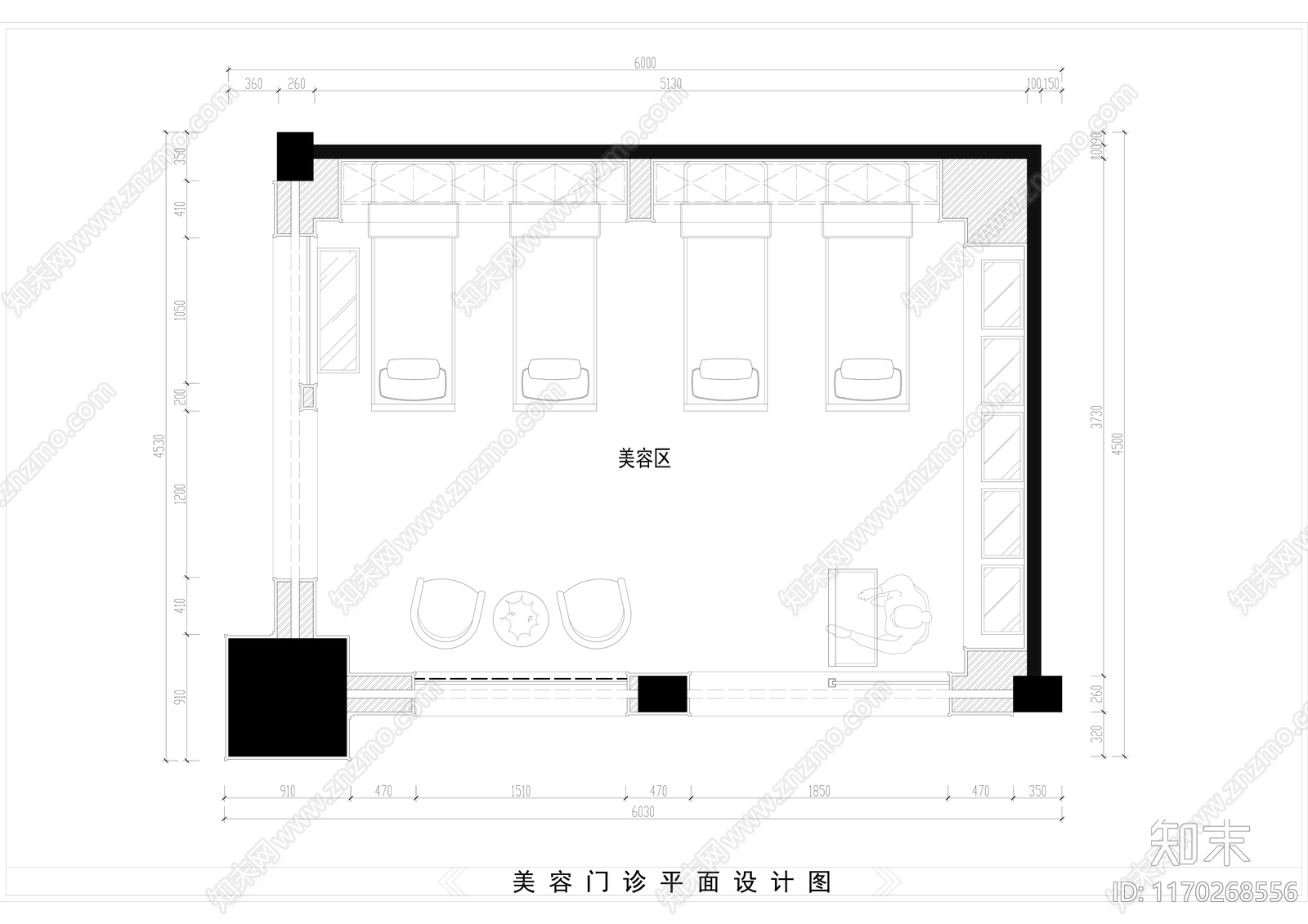 现代美容院cad施工图下载【ID:1170268556】