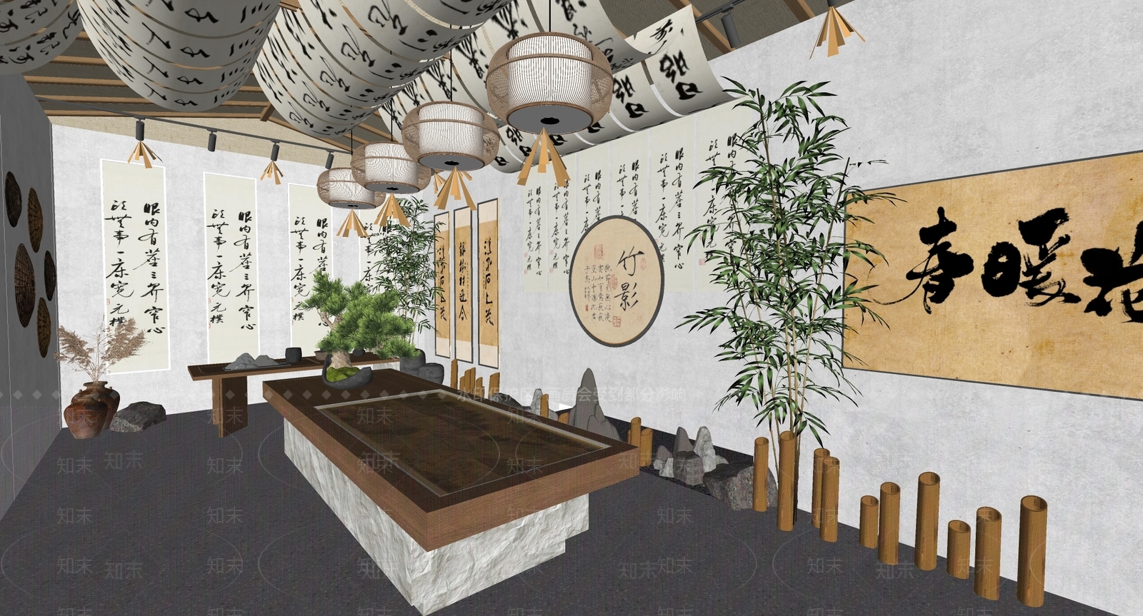 新中式中式其他文化空间SU模型下载【ID:1170270964】