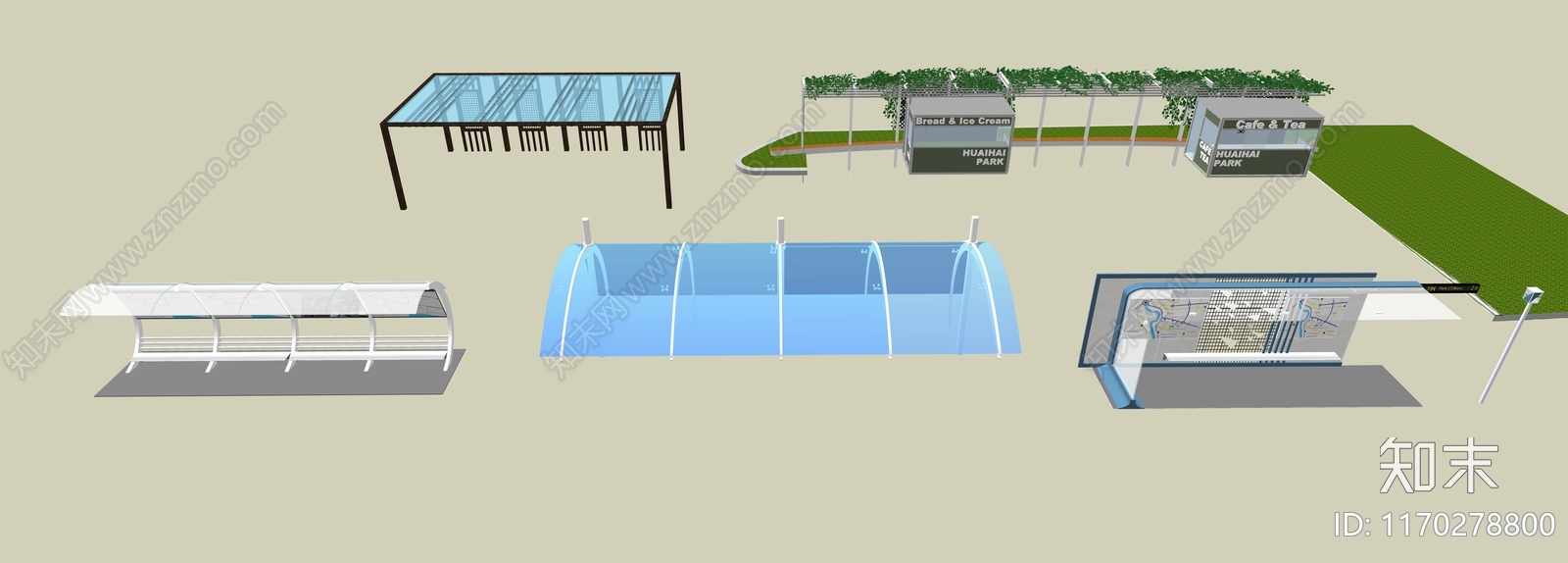 现代简约公交站台SU模型下载【ID:1170278800】