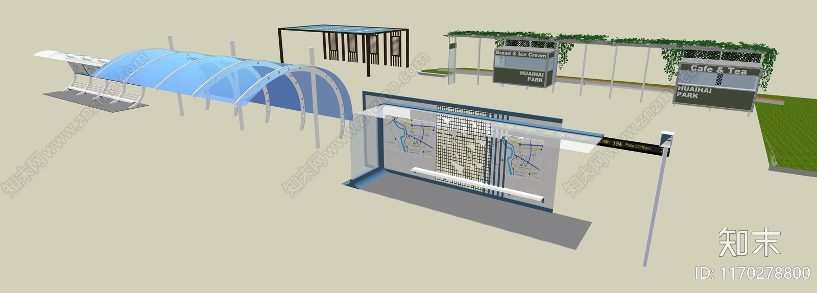 现代简约公交站台SU模型下载【ID:1170278800】