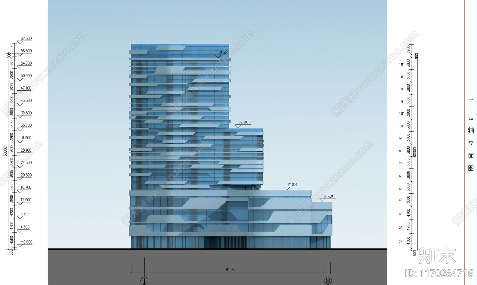 现代办公楼建筑cad施工图下载【ID:1170284716】