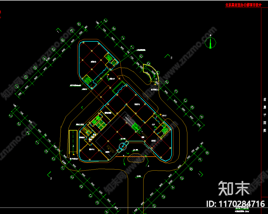 现代办公楼建筑cad施工图下载【ID:1170284716】