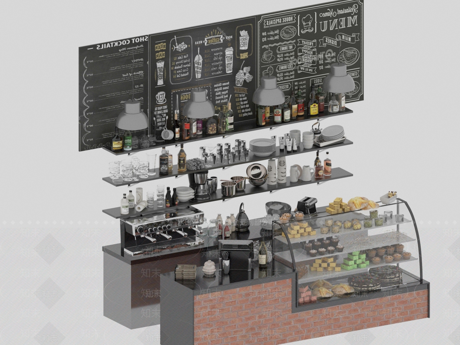 现代甜品面包店3D模型下载【ID:1170285633】