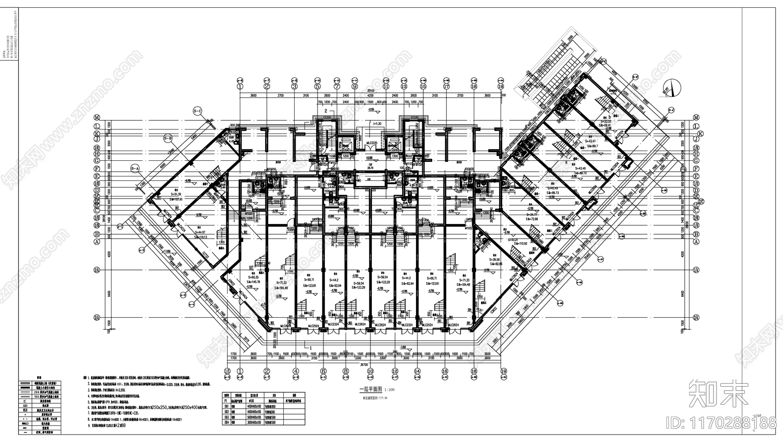 现代住宅楼建筑cad施工图下载【ID:1170288188】