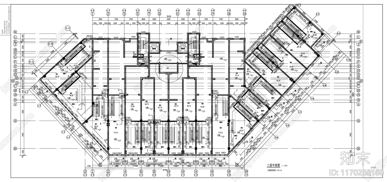 现代住宅楼建筑cad施工图下载【ID:1170288188】