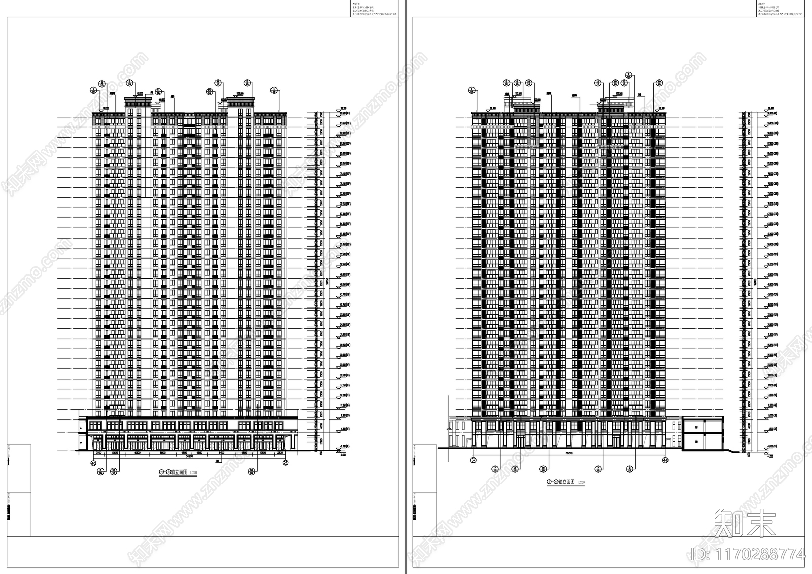 现代住宅楼建筑cad施工图下载【ID:1170288774】