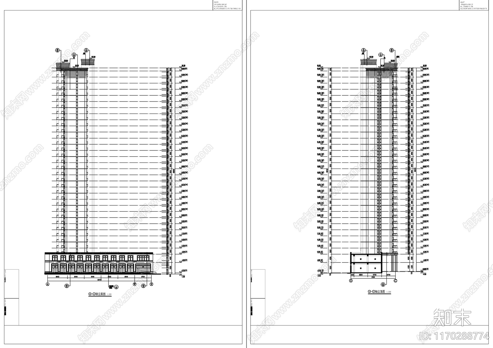 现代住宅楼建筑cad施工图下载【ID:1170288774】