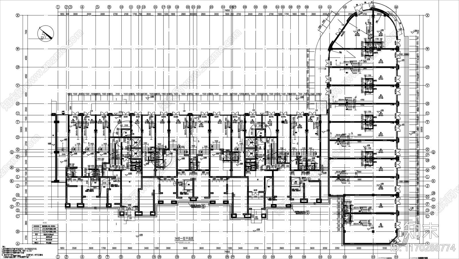 现代住宅楼建筑cad施工图下载【ID:1170288774】