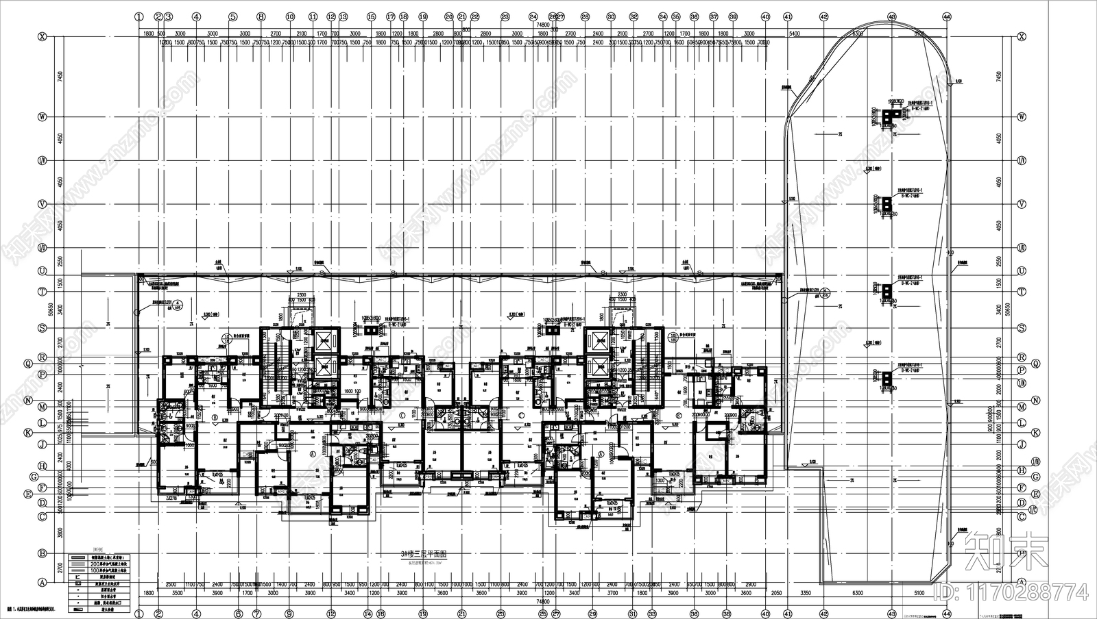 现代住宅楼建筑cad施工图下载【ID:1170288774】