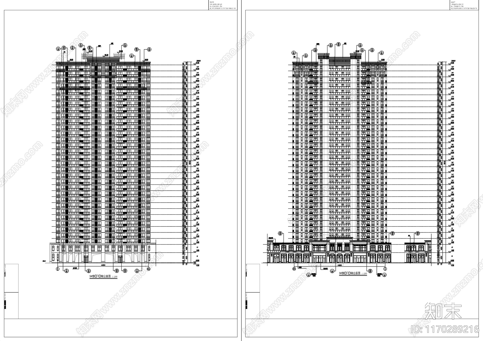 现代住宅楼建筑cad施工图下载【ID:1170289216】