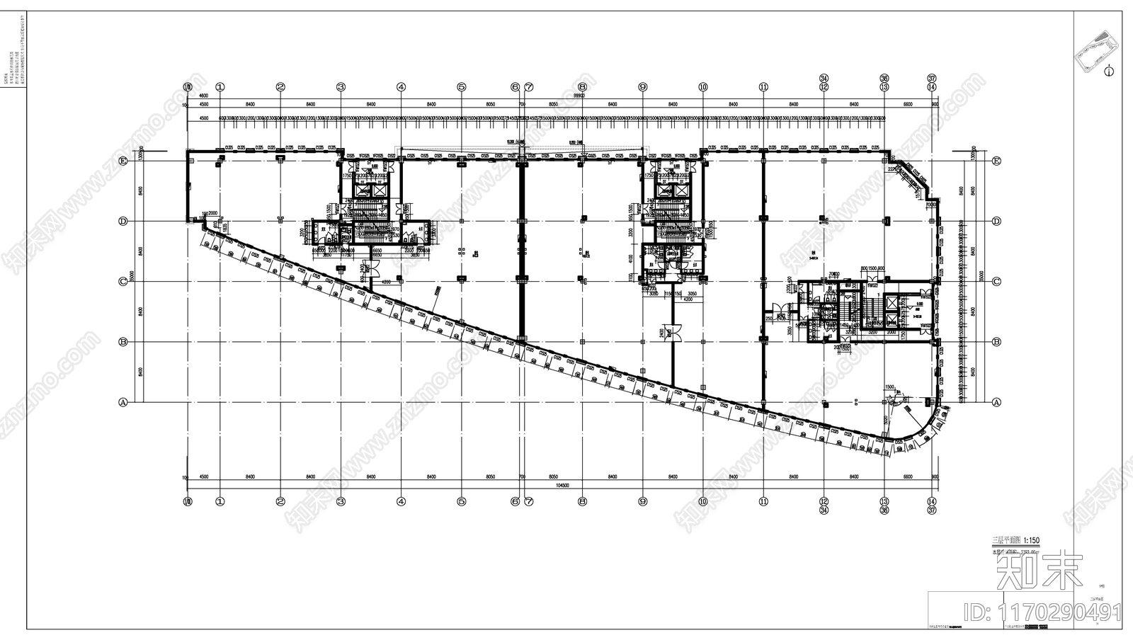 现代住宅楼建筑cad施工图下载【ID:1170290491】