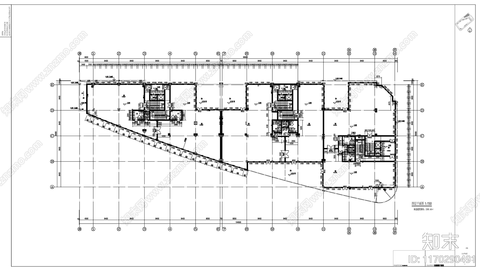 现代住宅楼建筑cad施工图下载【ID:1170290491】