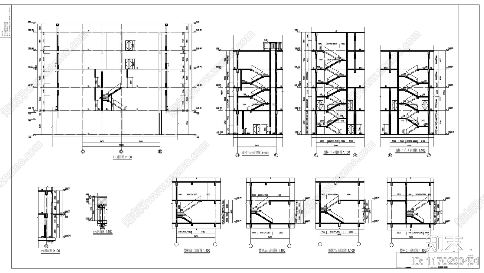 现代住宅楼建筑cad施工图下载【ID:1170290491】