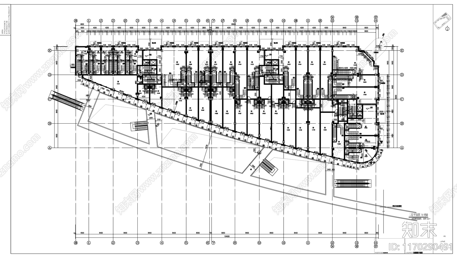 现代住宅楼建筑cad施工图下载【ID:1170290491】