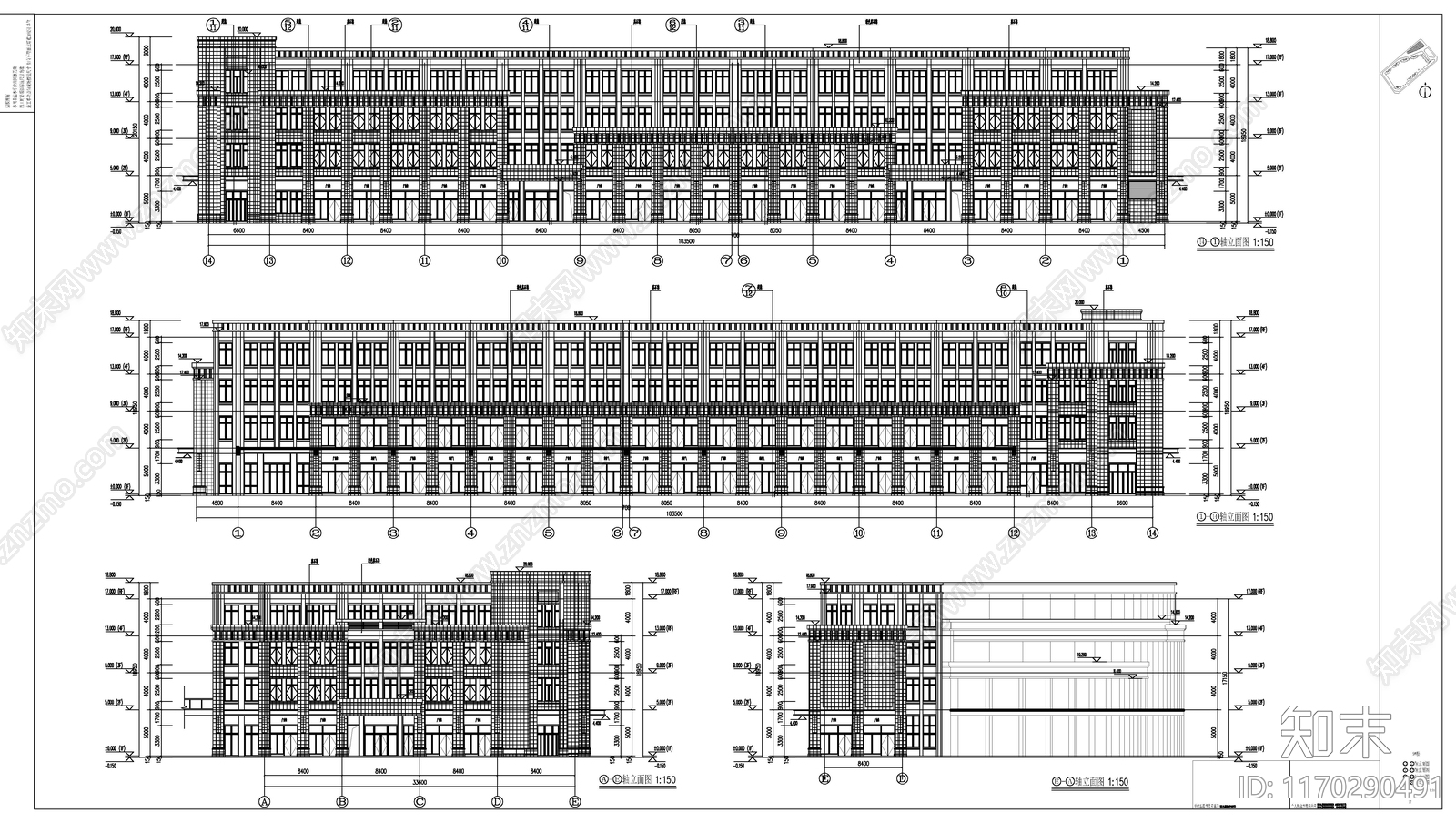 现代住宅楼建筑cad施工图下载【ID:1170290491】