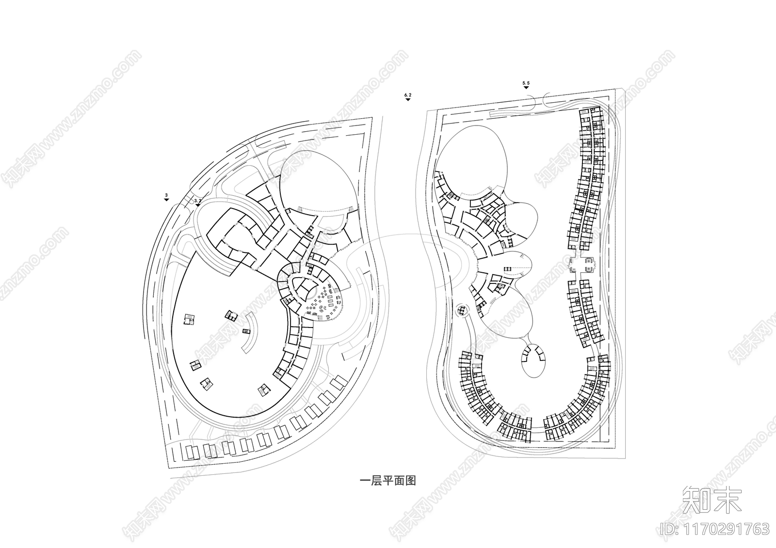 现代酒店建筑施工图下载【ID:1170291763】